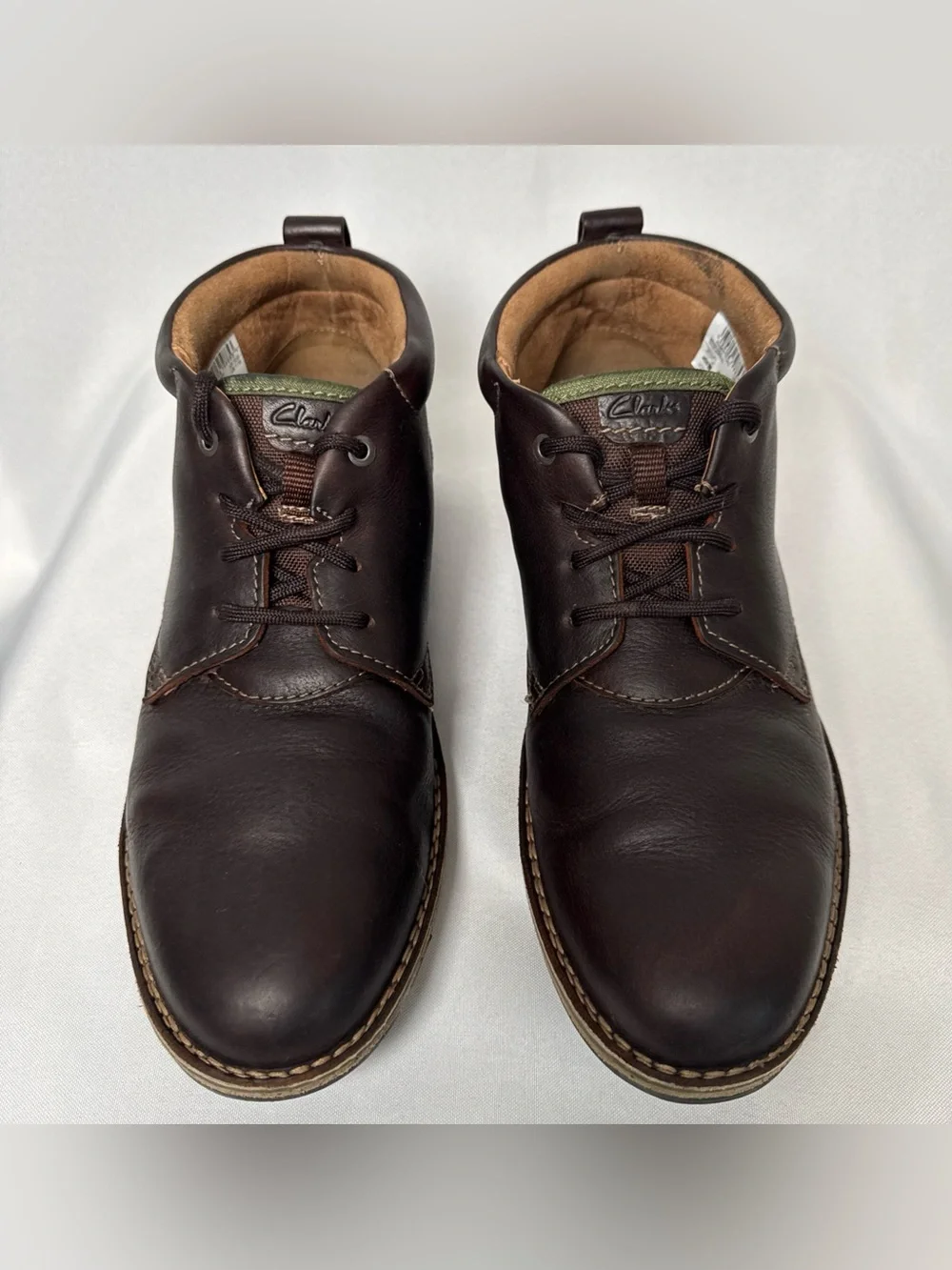 Clarks Edgewick Mid Boots Mens 11 Brown Oily Chukka Shoes Leather Lace Up Ankle